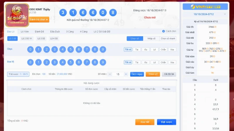 Chơi lô 2 số tại xổ số miền Trung SODO