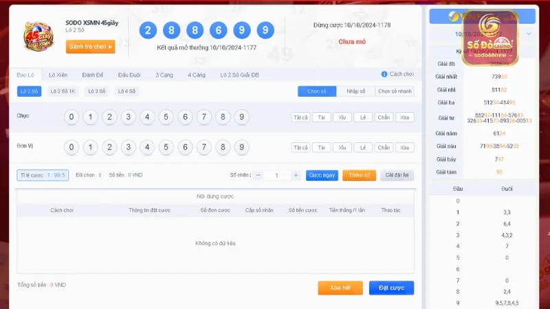 SODO XSMN 45 giây tại nhà cái SODO